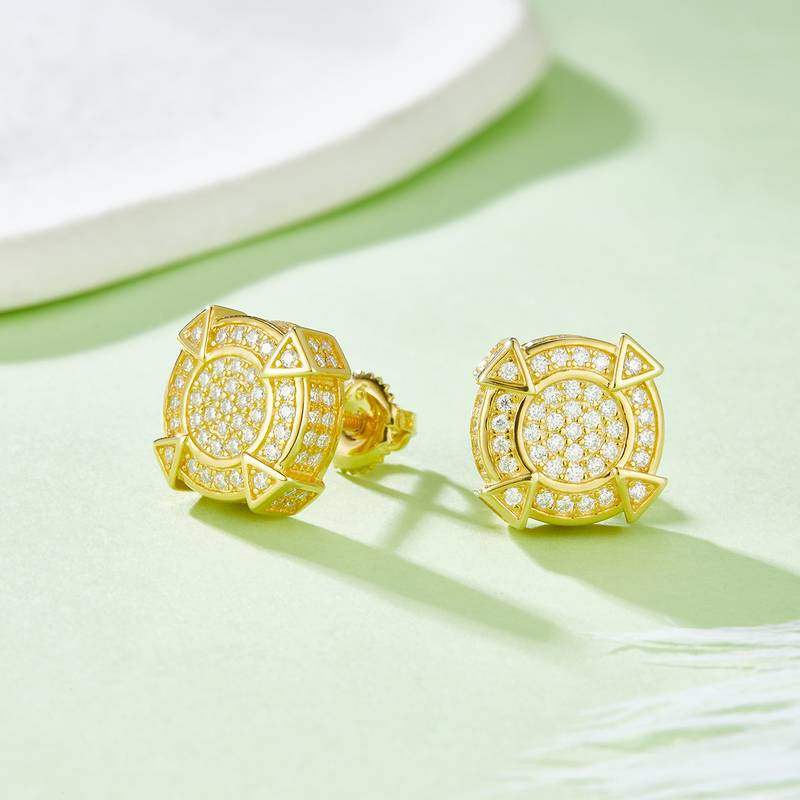 圆形尖柱S925银Stud Earring带螺纹Moissanite厘石D级0.83ct